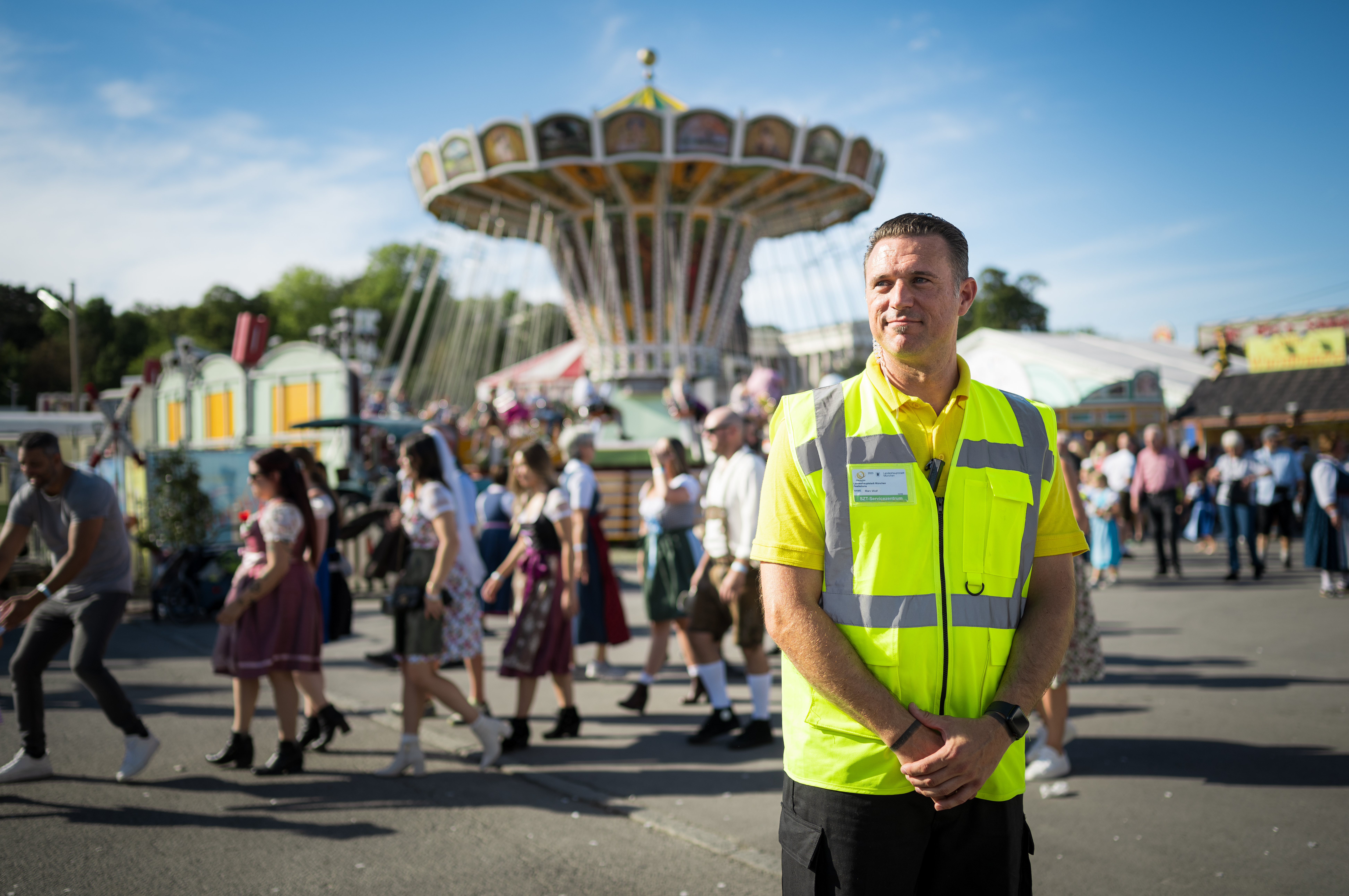 Male security guard on Oktoberfest fairground.